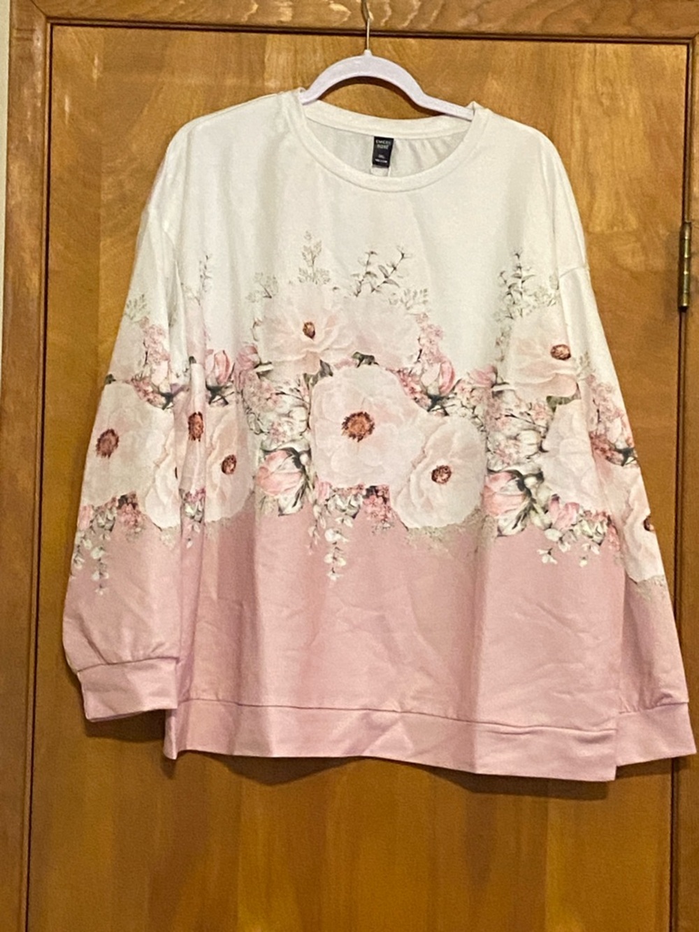 Floral Colorblock Crewneck Sweatshirt - Pink/White
